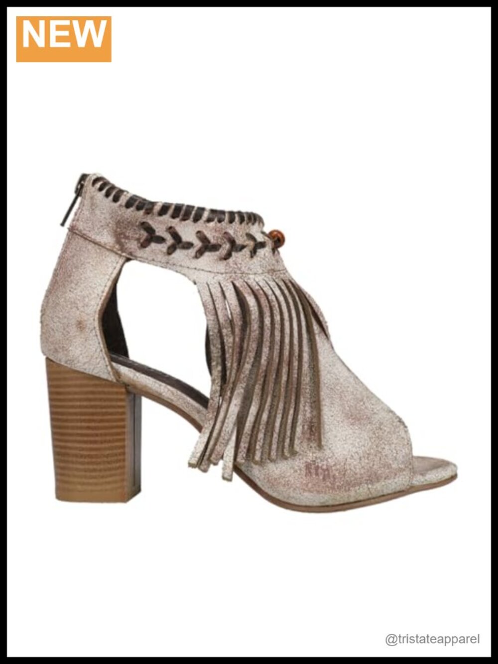 Leather Fringe Block Heel Sandals Peep Toe Ankle Strap Casual